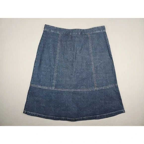 Woolrich Denim Jean Skirt Women's 14 Midi Paneled A-Line Boho Western Festival - Picture 8 of 9